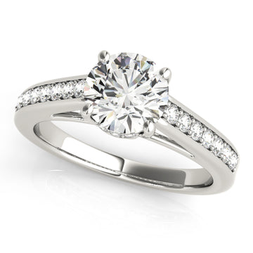 Silver Single Row Engagement Ring Prong Set